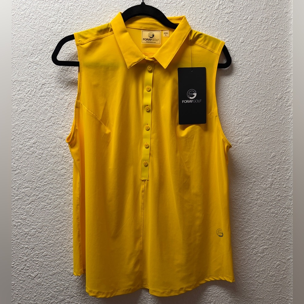 FORAYGOLF Women's Sleeveless Button-Down Shirt in Yellow